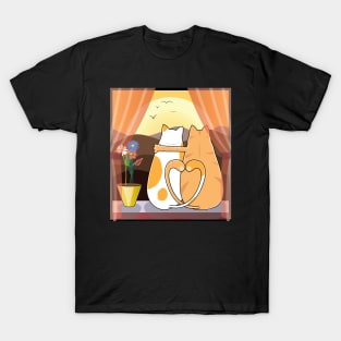 Cat Couple Watching Sunset T-Shirt